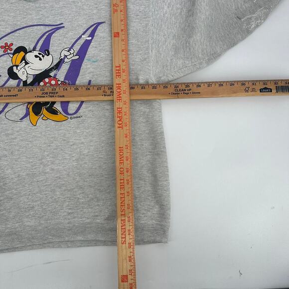 Vintage 1990s woman’s Mini Mouse Paint Splatter Sweatshirt gray faded large - Picture 6 of 6